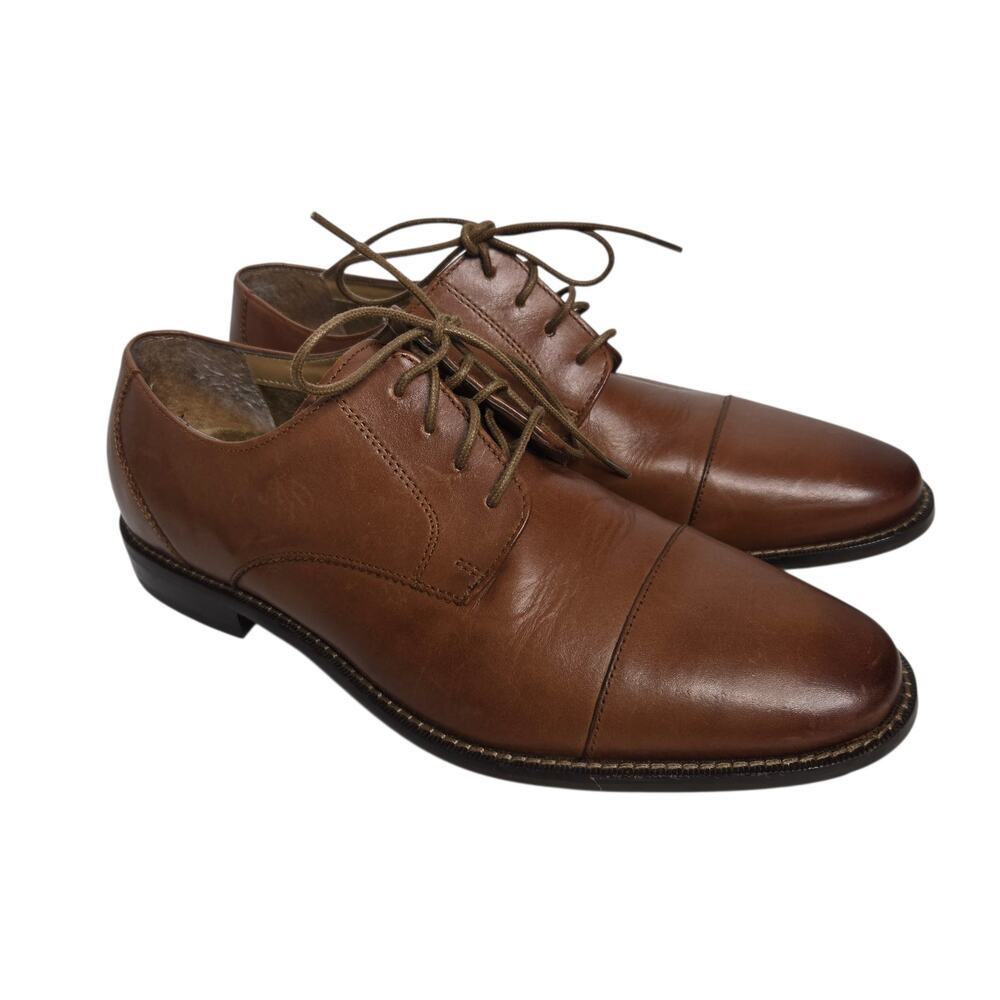 Florsheim Men Montinaro Cap Toe Oxford Dress Shoes Saddle Tan Leather Size 8.5D